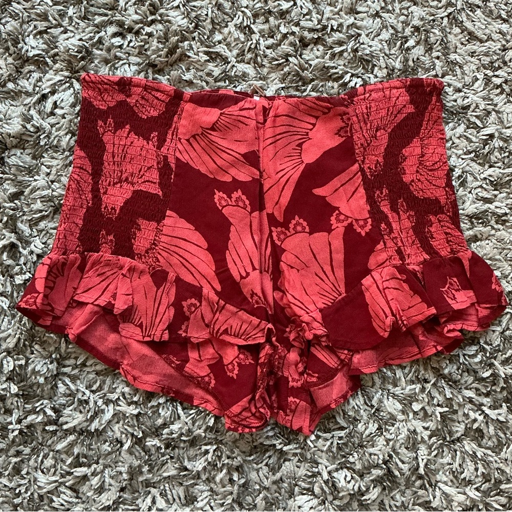Free People Printed Smocking Side Shorts